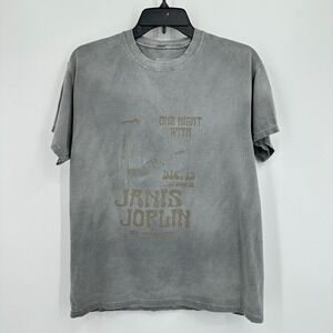 Janis Joplin‎ Tshirt Mens S/M Gray Rock Band Music Faded Tee Streetwear Grunge